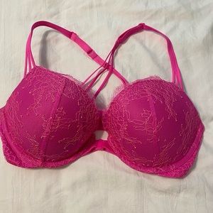 Barbiecore Victoria’s Secret Front Clasp Cross Back Hot Pink Bra